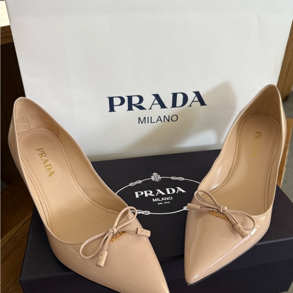 Prada Women's Nude Patent Leather Heels GENIUNE